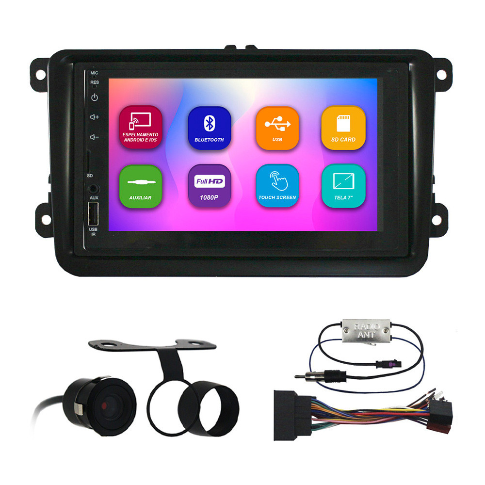 Kit Multimidia 7 Pol Gol Voyage Saveiro G7 Jetta Amarok 2008 A 2020 Espelhamento Android Ios 2 Din Preto Camera Ré em Oferta na Shopee