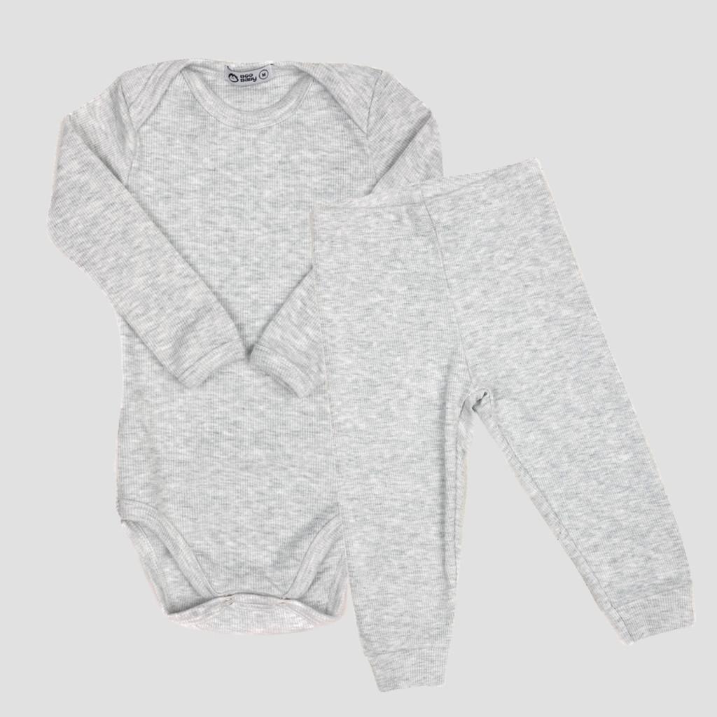 Body bebê menino e menina manga longa e calça mijão canelada 24003-C5