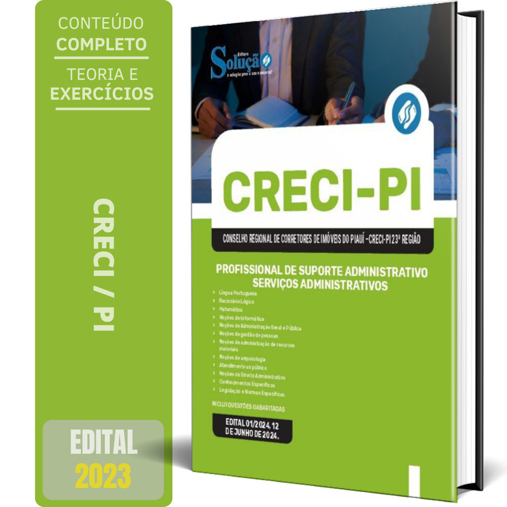 Apostila CRECI PI 2024 - Profissional de Suporte Administrativo/Serviços Administrativos