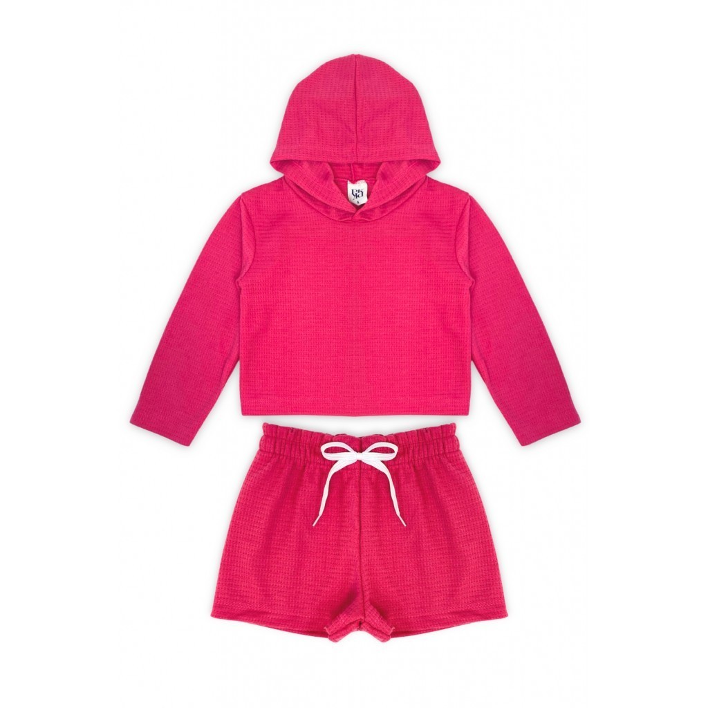 Conjunto Feminino Infantil Waffle Pink - Baby & Kids Fashion