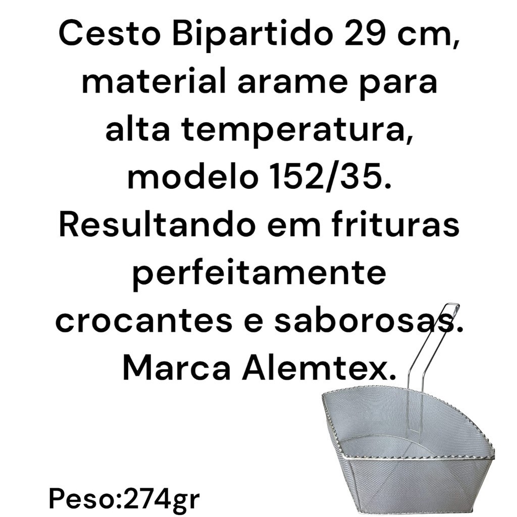 CESTO PARA FRITADEIRA BIPARTIDO 29x12,4x17,3CM 152/35 CESTO ESPAGUETE CESTO MASSA