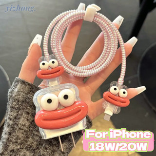 Conjunto De Caixa Do Carregador Para iPhone 18W/20W Funny Big Eyes Thick Lips 3D Decor Charging Protector Linha De Dados em Oferta na Shopee