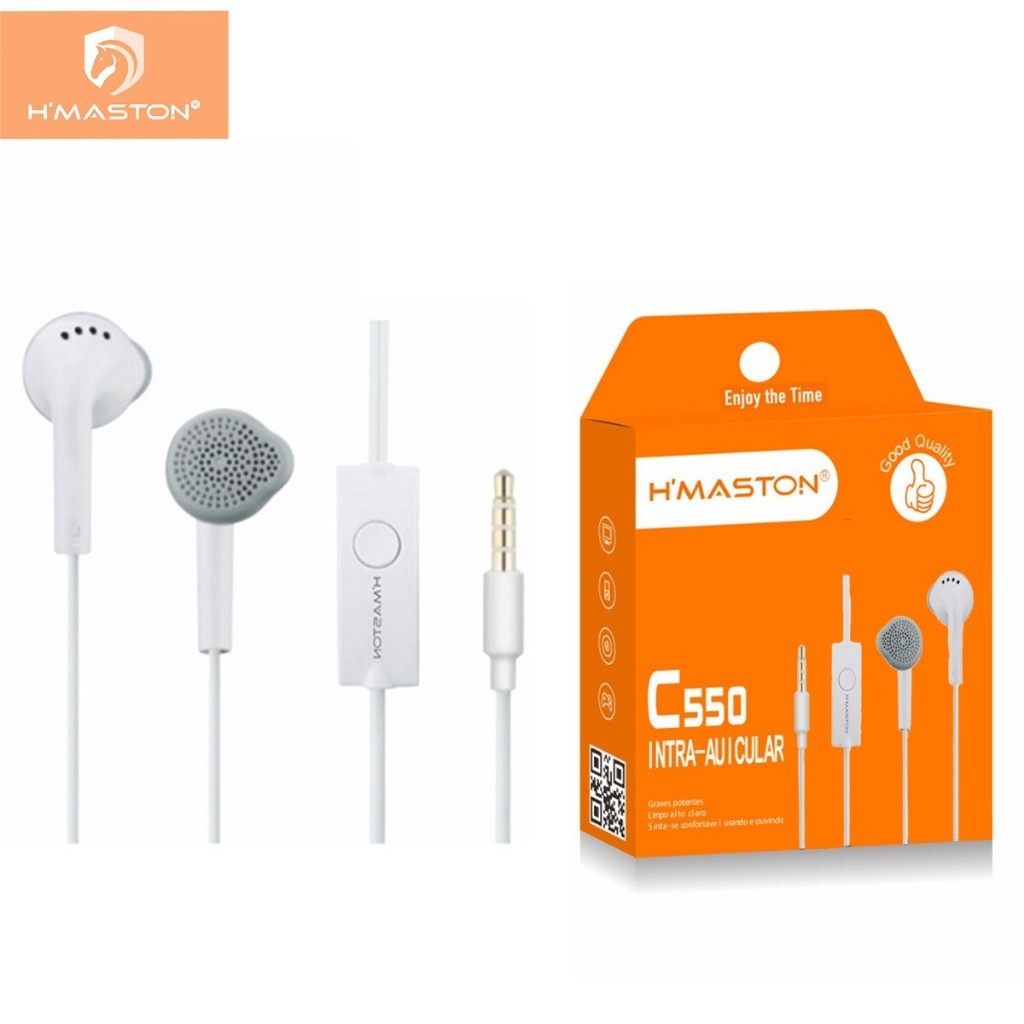 H'maston C550 Fone De Ouvido Com Fio e Microfone Fone de ouvido para celular entrada de 3....