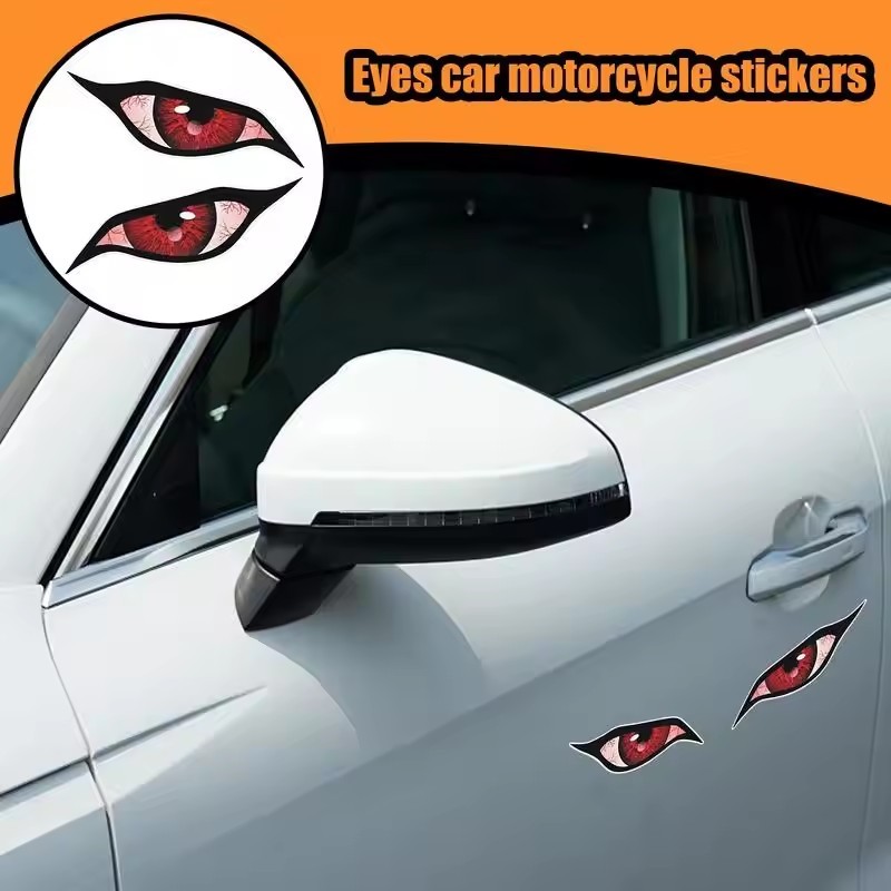 2 Unidades/Par Criativo PVC Reflexivo Olhos Padrão Adesivo De Carro-Motocicleta Legal Personalizado Decorativo Diabo Olh