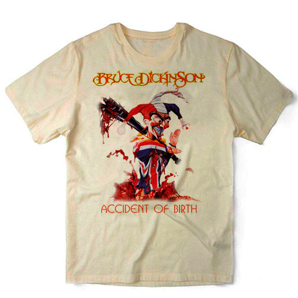 Camiseta Algodao Bruce Dickinson Accident of Birth Iron Maiden Heavy Metal Banda Rock Unissex envio imediato