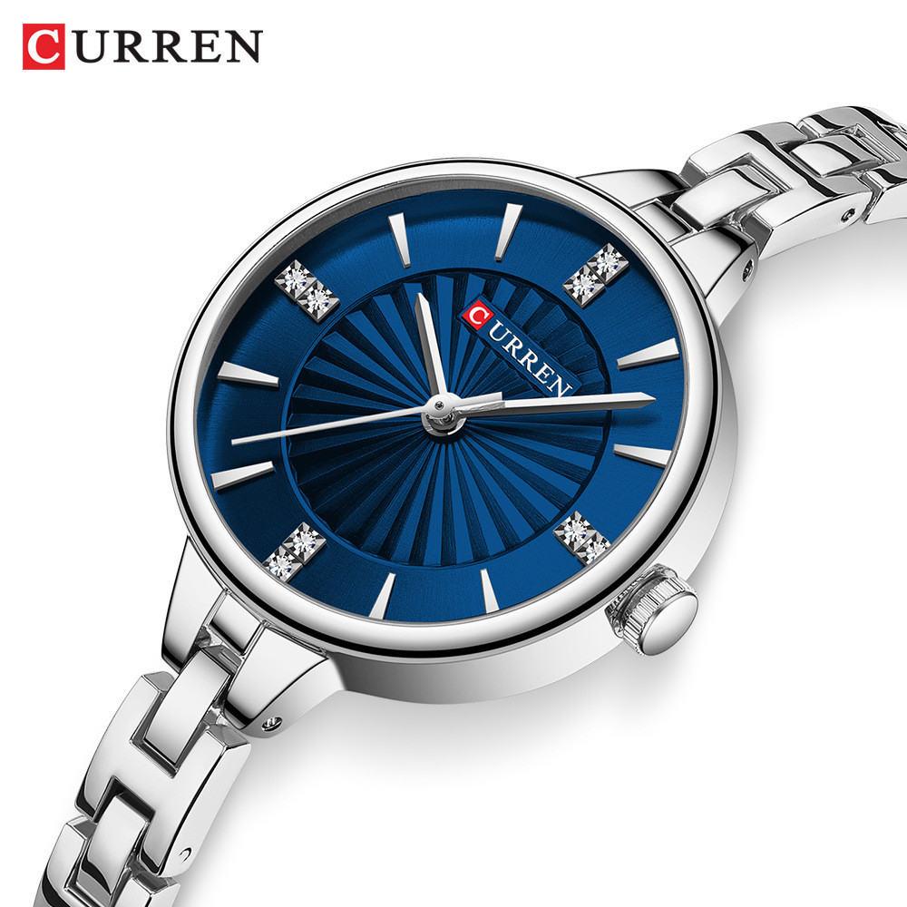 CURREN 9097 Relógio De Quartzo Feminino Moda Lazer Cravejado De Diamantes Cinto De Aço Fino À Prova D'água em Oferta na Shopee