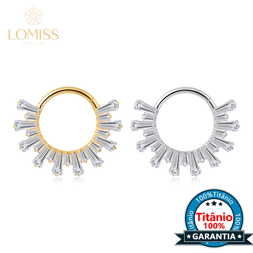 Piercing Argola Titânio Helix Septril Rook Conch Segmento Articulado Zircônia Cravejada