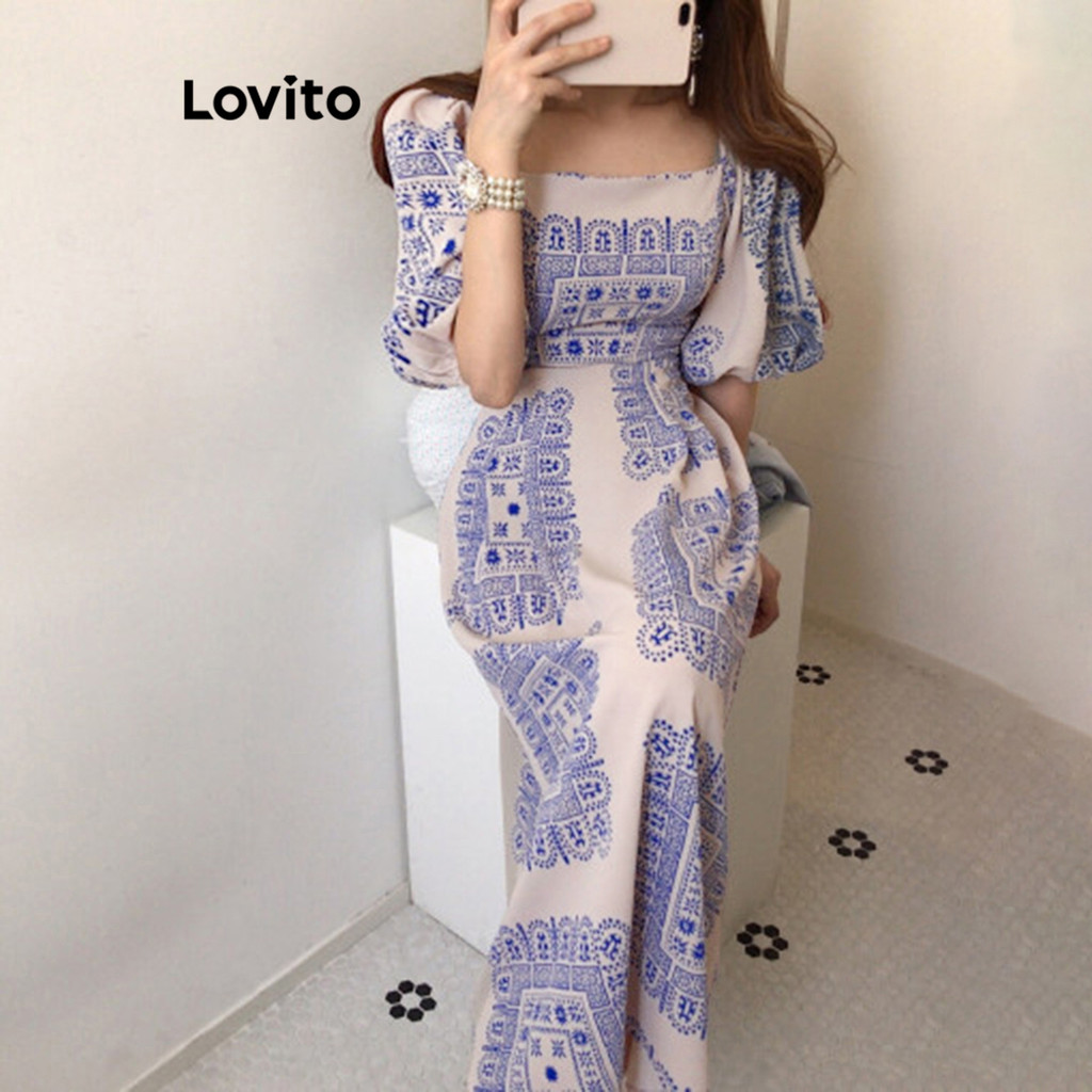 Lovito Vestido Casual Ditsy Floral Padrão Vestido Para Mulheres LNE68295 - Women Clothes