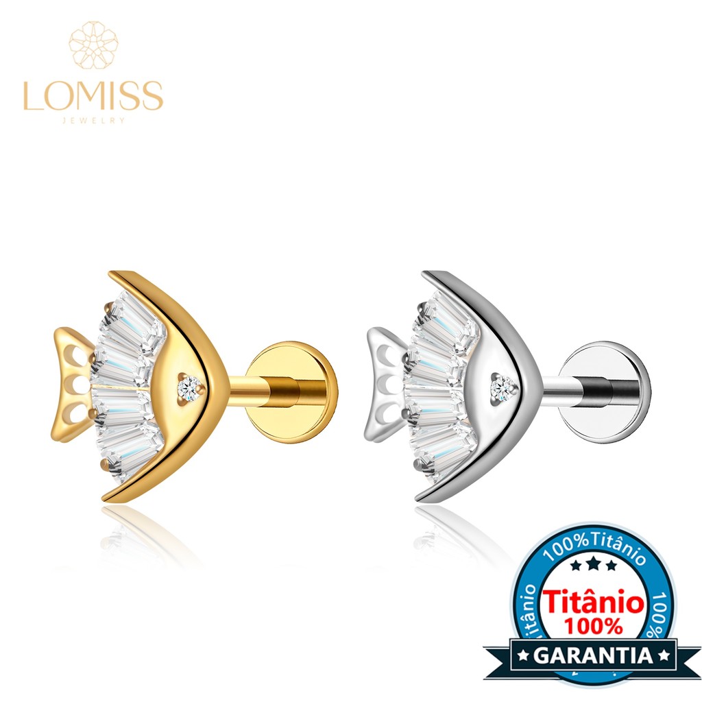 Piercing Labret Titânio Helix Nariz Tragus Orelha Peixe Com Zircônia Cravajada em Oferta na Shopee