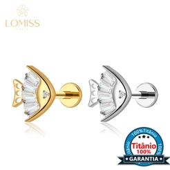 Piercing Labret Titânio Helix Nariz Tragus Orelha Peixe Com Zircônia Cravajada