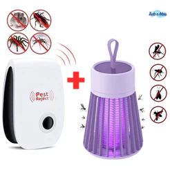 Kit Ecológico Anti Mosquitos E Insetos Com Lâmpada De Luz UV E Repelente Ultrassônico Bivolt Proteção 24H