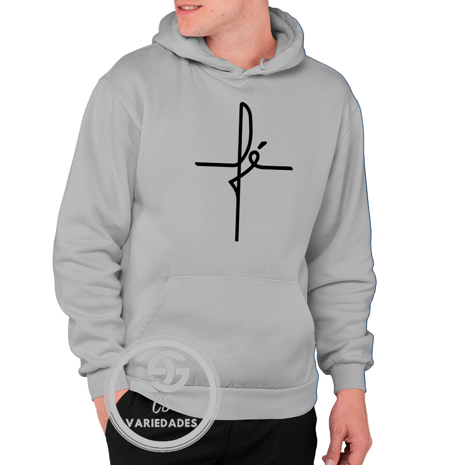 Moletom Fé Gratidão  casaco Blusa De Frio moletom Unissex Premium canguru com bolso capuz Diversas Cores Plus Size