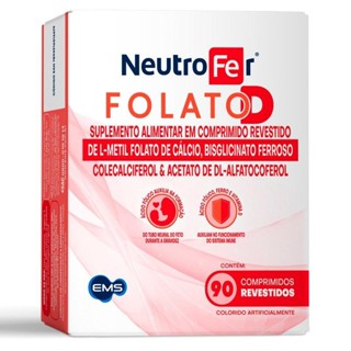 Suplemento Alimentar NeutroFer Folato D 90 Comprimidos Revestidos em Oferta na Shopee