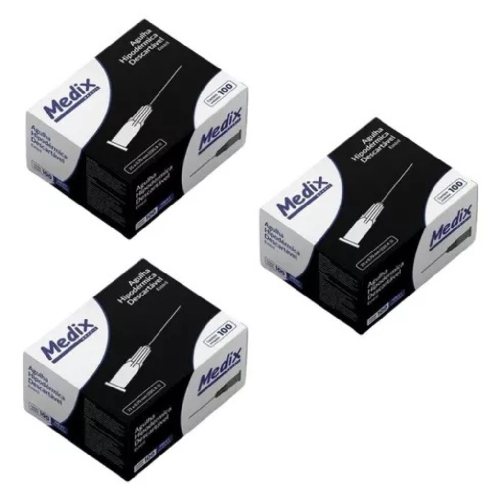 Agulha 22G 30x7 HiPodérmica Descartável – Kit com 3 Caixas Cada com 100 Unidades