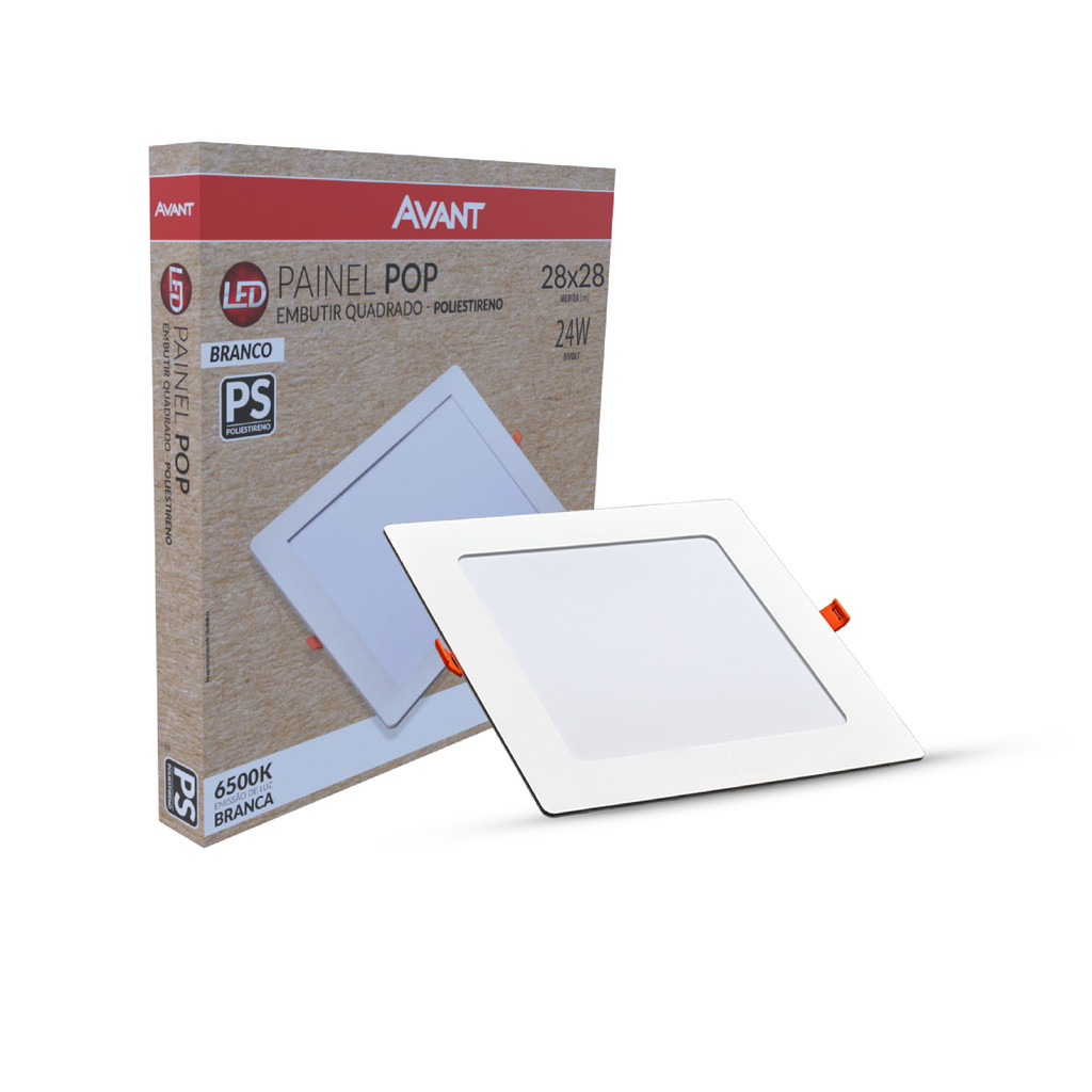 Painel Led Pop Quadrado Embutir 24W 4000k 28x28 Br Avant - Home & Living