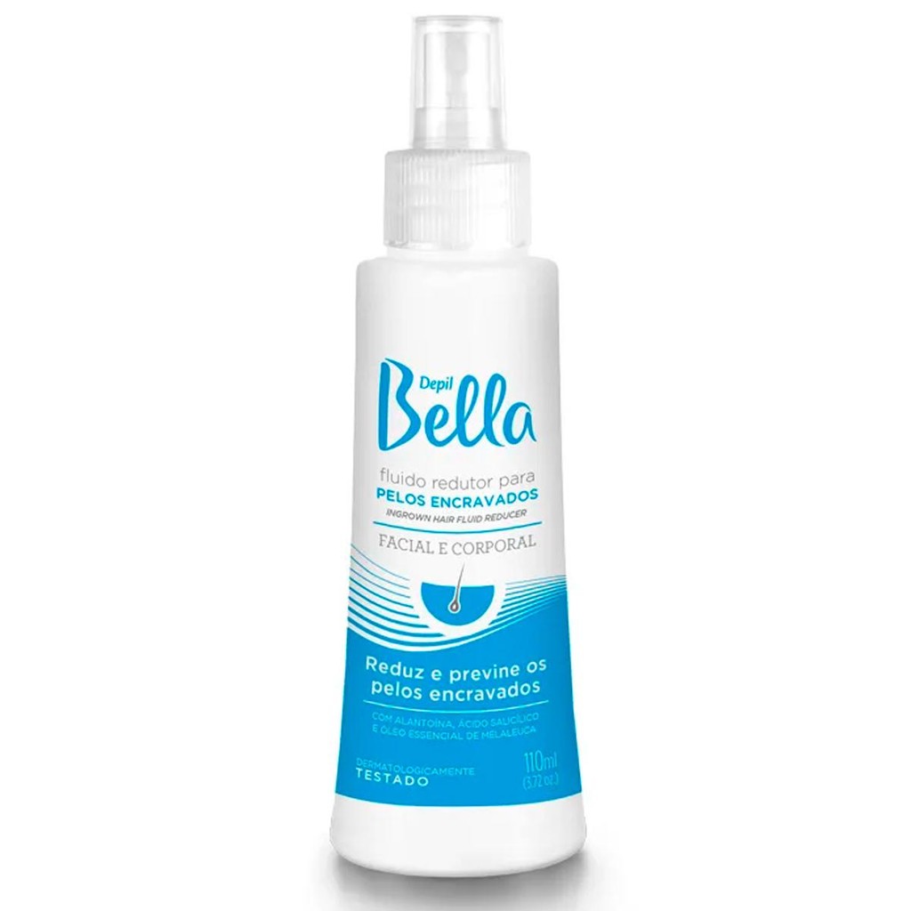 Fluido Redutor p/ Pelos Encravados Depil Bella 110ml Facial e Corporal Alantoína e Ácido Salicílico