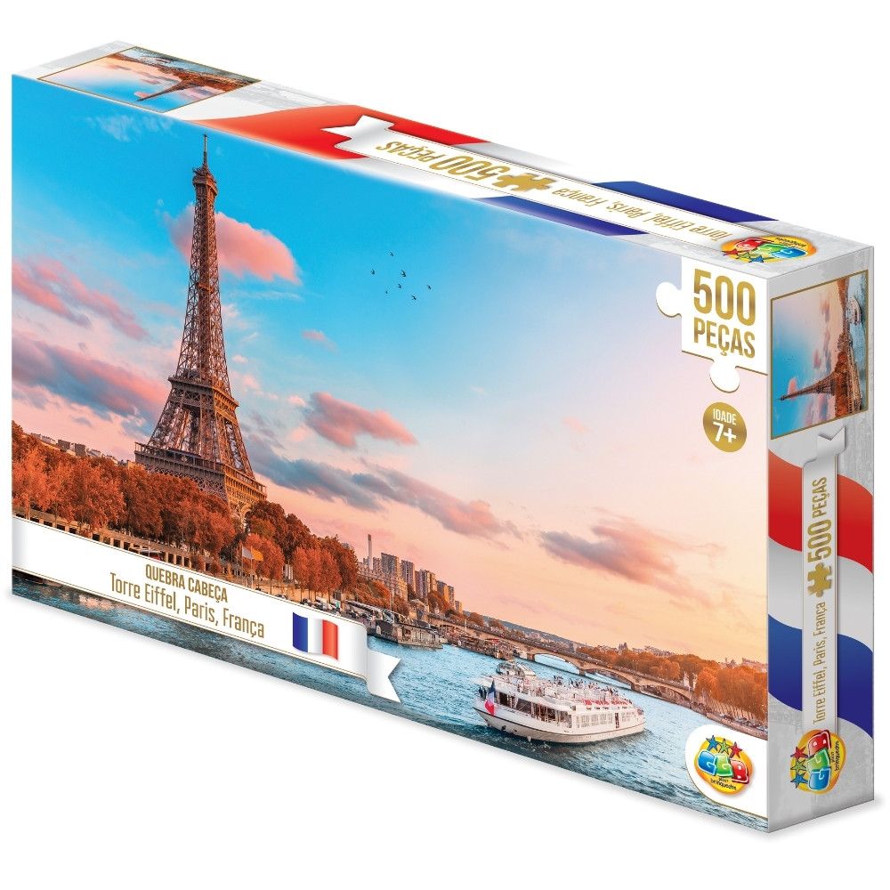 QUEBRA CABEÇA TORRE EIFFEL 500 PEÇAS GGB BRINQUEDOS PUZZLE PAISAGEM PONTOS TURÍSTICOS PARIS FRANÇA em Oferta na Shopee