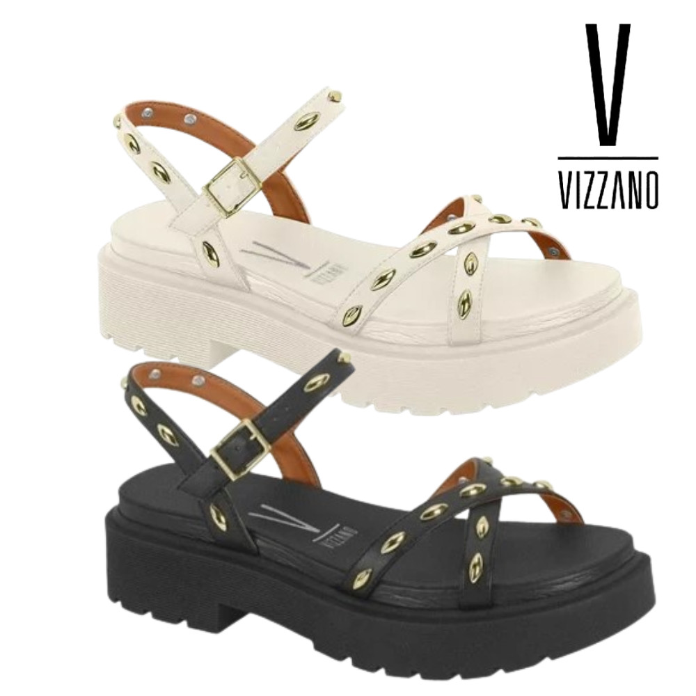 Sandália Feminina Vizzano Plataforma Papete Strass Anabela Original Confortável
