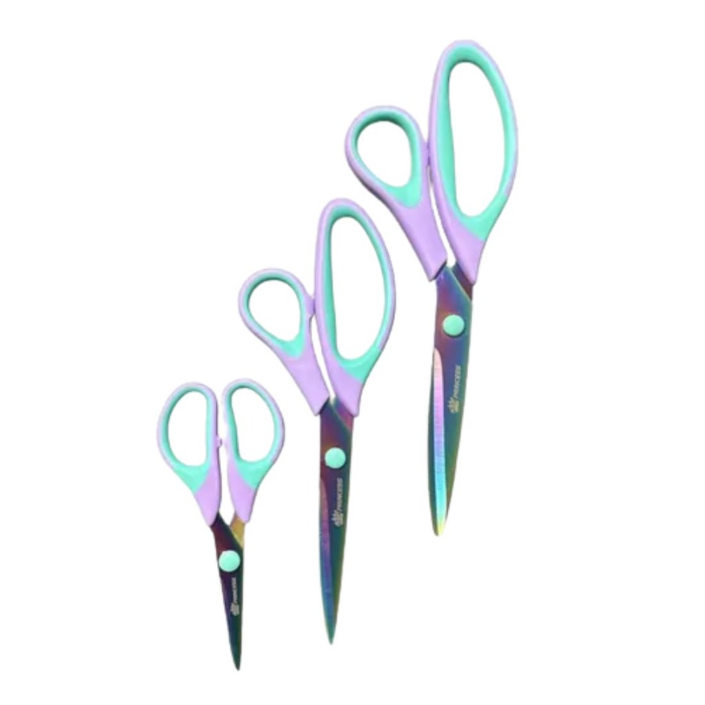 Tesoura Com Lâmina De Titânio Princess Artesanato Patchwork Multiuso Kit Com 3 Tesouras em Oferta na Shopee