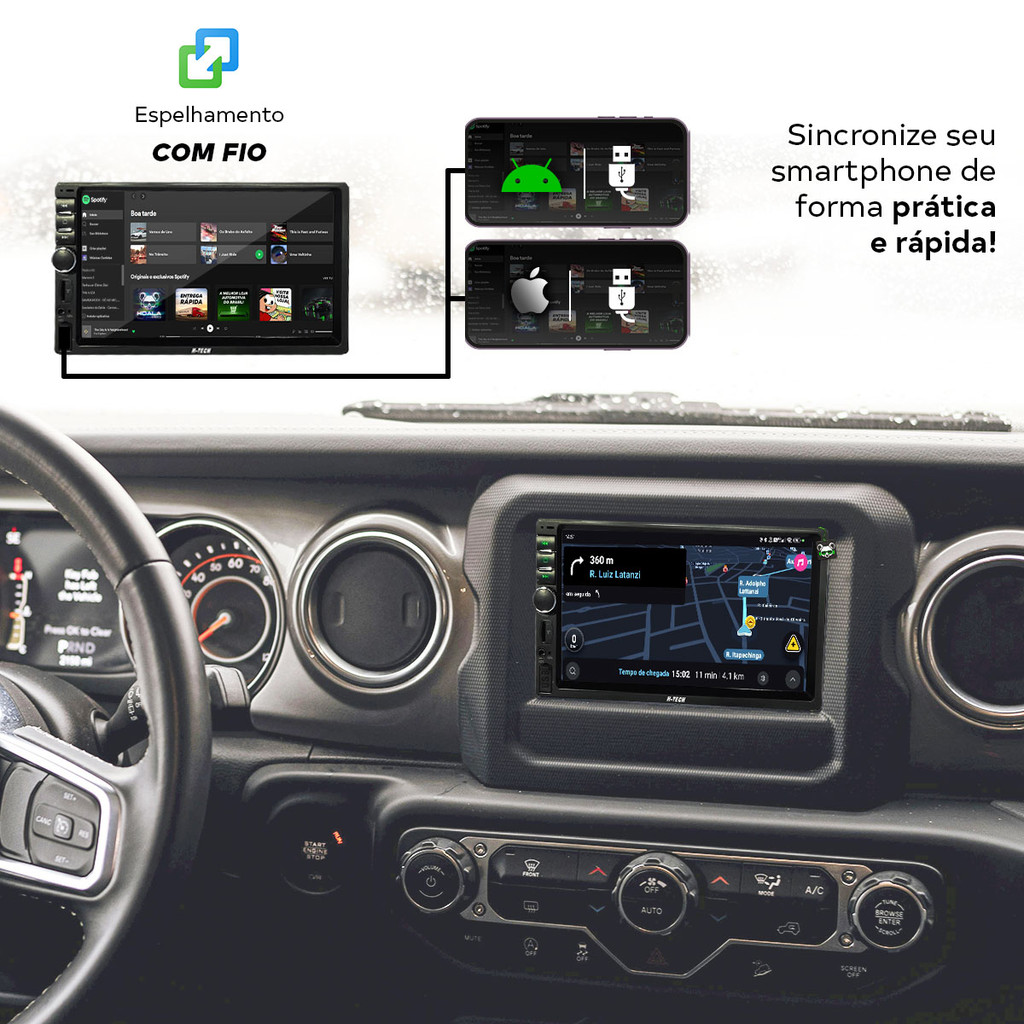 Detalhes do Multimídia Universal 7 pol Mp5 Ips 2 Din Espelhamento Android IOs