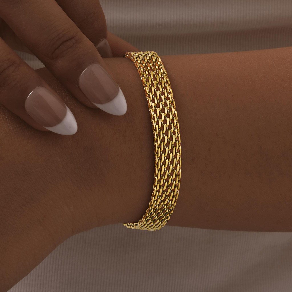 Detalhes do Pulseira De Corrente De Malha Em Forma De Vnox Para Mulheres E Homens , Pulseiras Aço Inoxidável Dourado , Moda , Presen