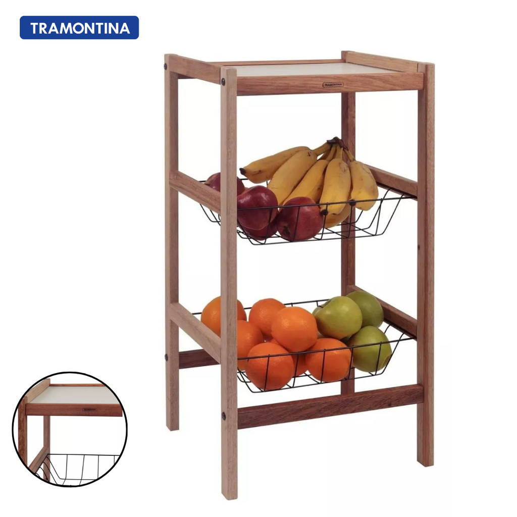 Fruteira De Chão Utilínea Com 2 Cestos Marrom Tramontina