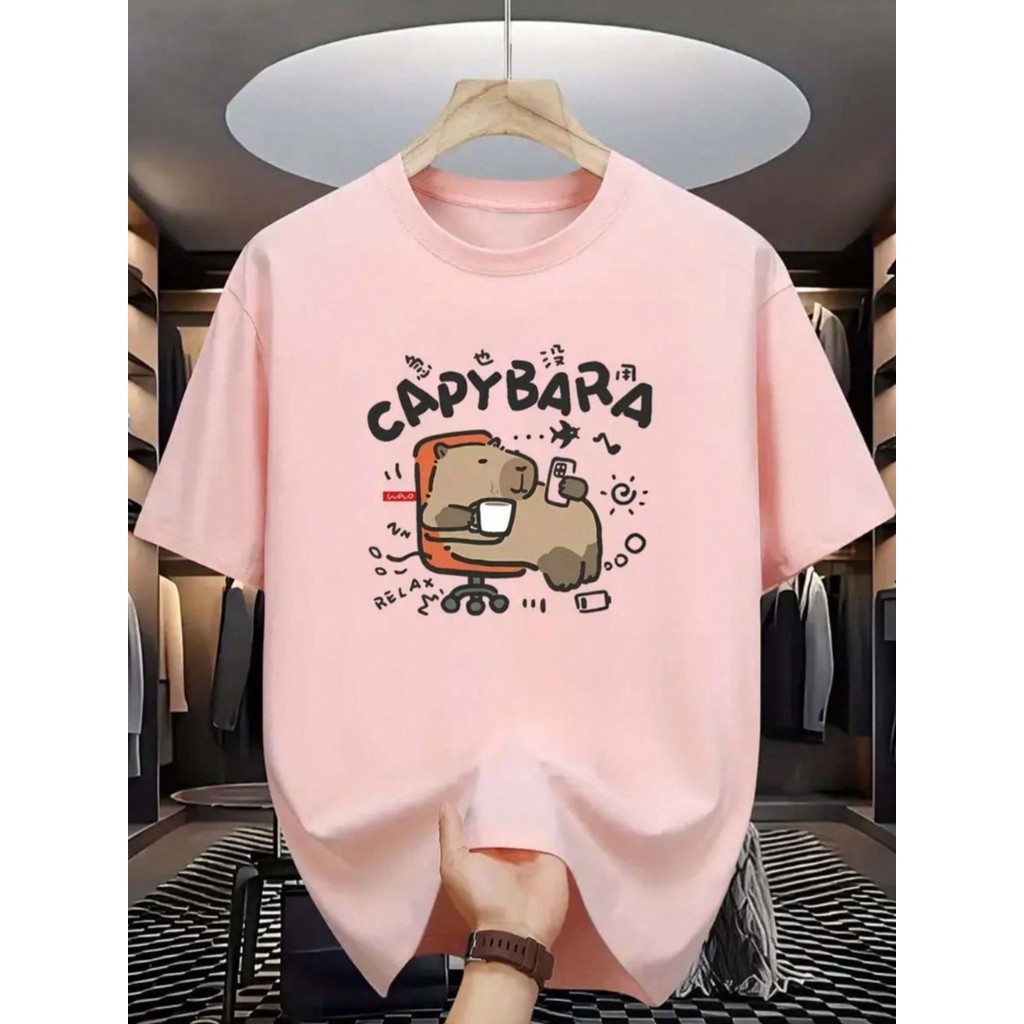 Camisa feminina estampa capybara confortavel camiseta 100% algodão