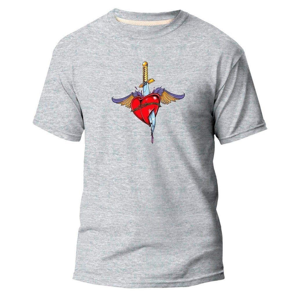 Camiseta Estampada Coração Partido Algodão Premium Lisa Casual Básico Envio Imediato Leve