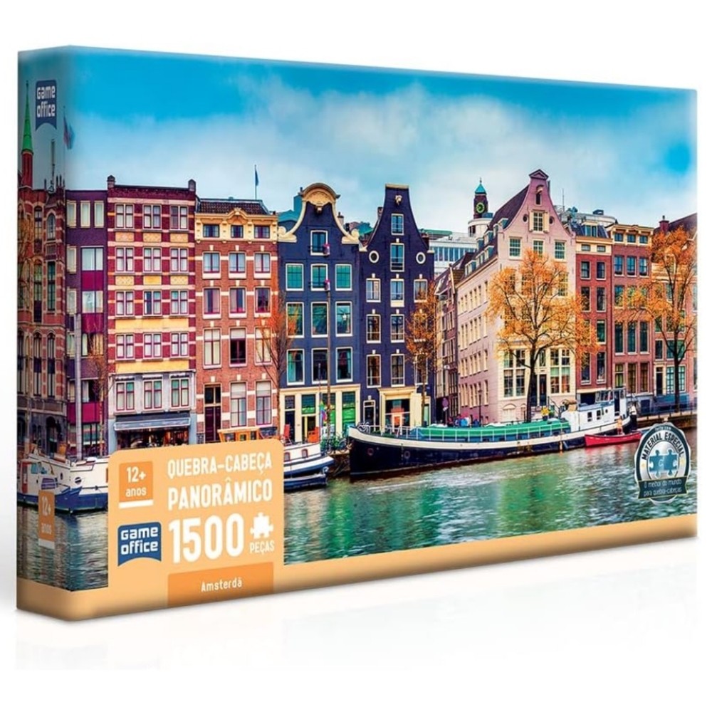QUEBRA CABEÇA PANORÂMICO AMSTERDÃ 1500 PEÇAS TOYSTER PUZZLE PONTO TURÍSTICO CASA RIO BARCO AMSTERDAM em Oferta na Shopee