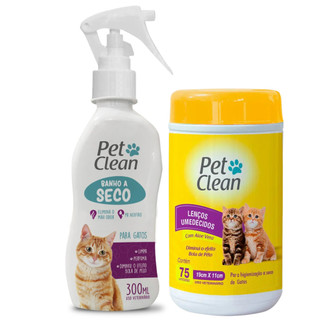 Kit Banho a Seco para Gatos + Lenço Umedecido