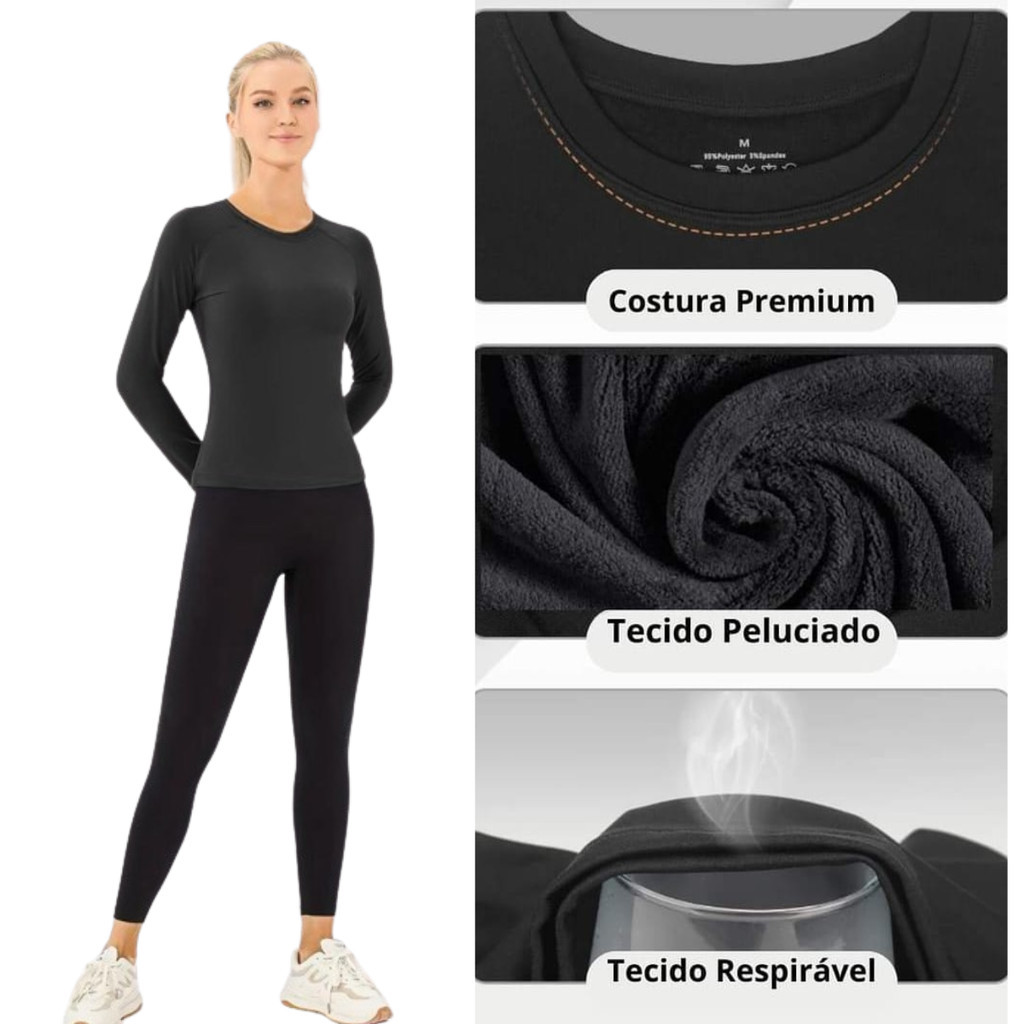 Blusa Feminina Camisa Proteção Uv Frio Térmica Manga Longa