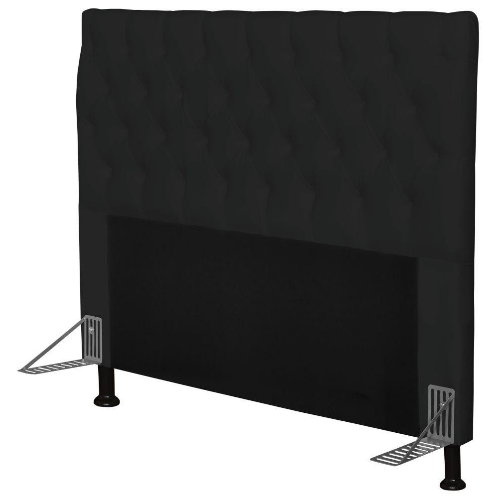 Cabeceira Cama Box Casal Queen 160cm Cristal Sintético Preto - JS Móveis