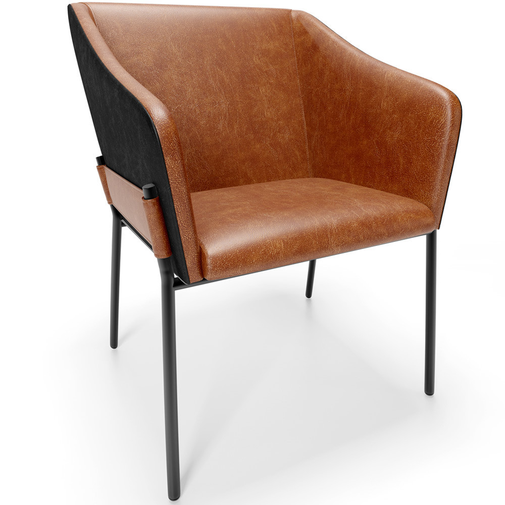 Cadeira Para Sala de Jantar Estar Living Olívia L02 Couríssimo Camel Preto - Lyam Decor - Home & Living