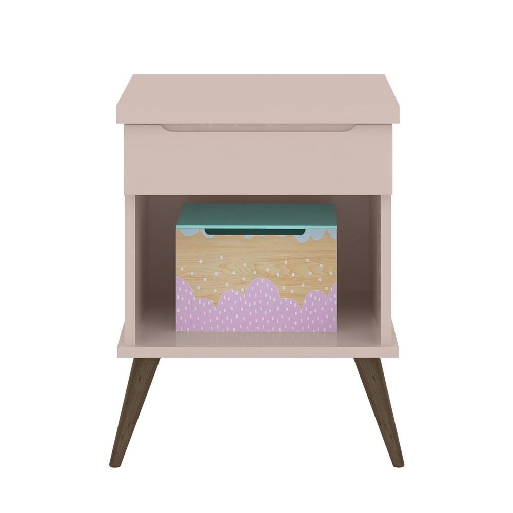 Mesa de Cabeceira Infantil 1 Gaveta Mel P04  Rosê - Mpozenato em Oferta na Shopee