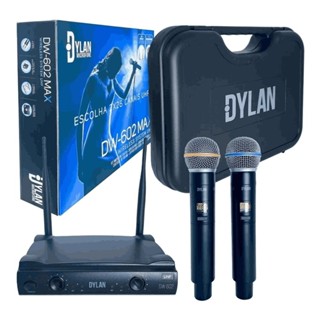 MICROFONE SEM FIO DYLAN DW602 MAX UHF C/2 MICROFONES BASTÃO em Oferta na Shopee