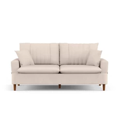 Sofá Living 3 Lugares 180cm com Almofadas Veras D05 Suede Bege Claro - Mpozenato