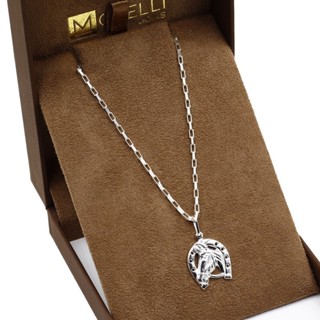 Corrente de Prata 925 masculina veneziana alongada 60cm pingente Ferradura Cavalo em Oferta na Shopee