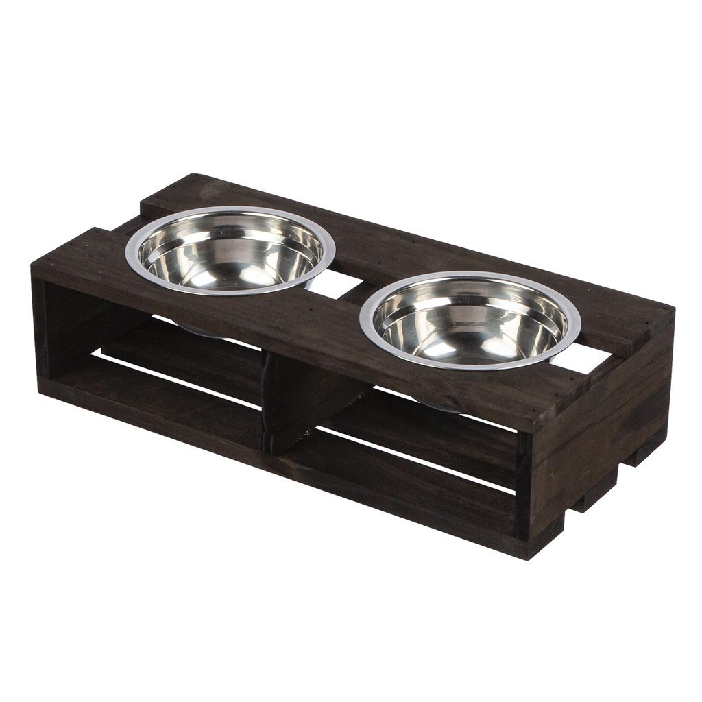 Comedouro Bebedouro Pet Elevado Duplo Potes Potinho Inox Cachorro Gato Suporte Alimentador Ração Porte Médio - Pets