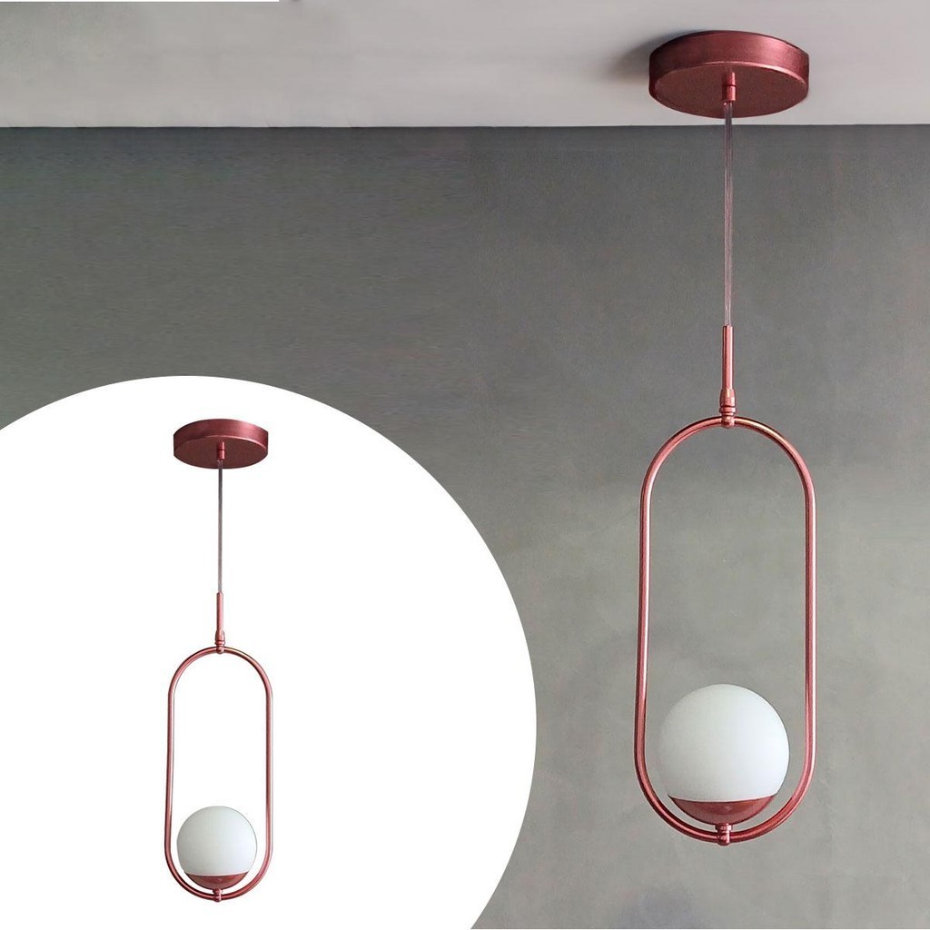 lustre Pendente de teto Jabuticaba Alumínio e Bivolt com Globo Fosco 10cm Para Sala, Cozinha, Quarto