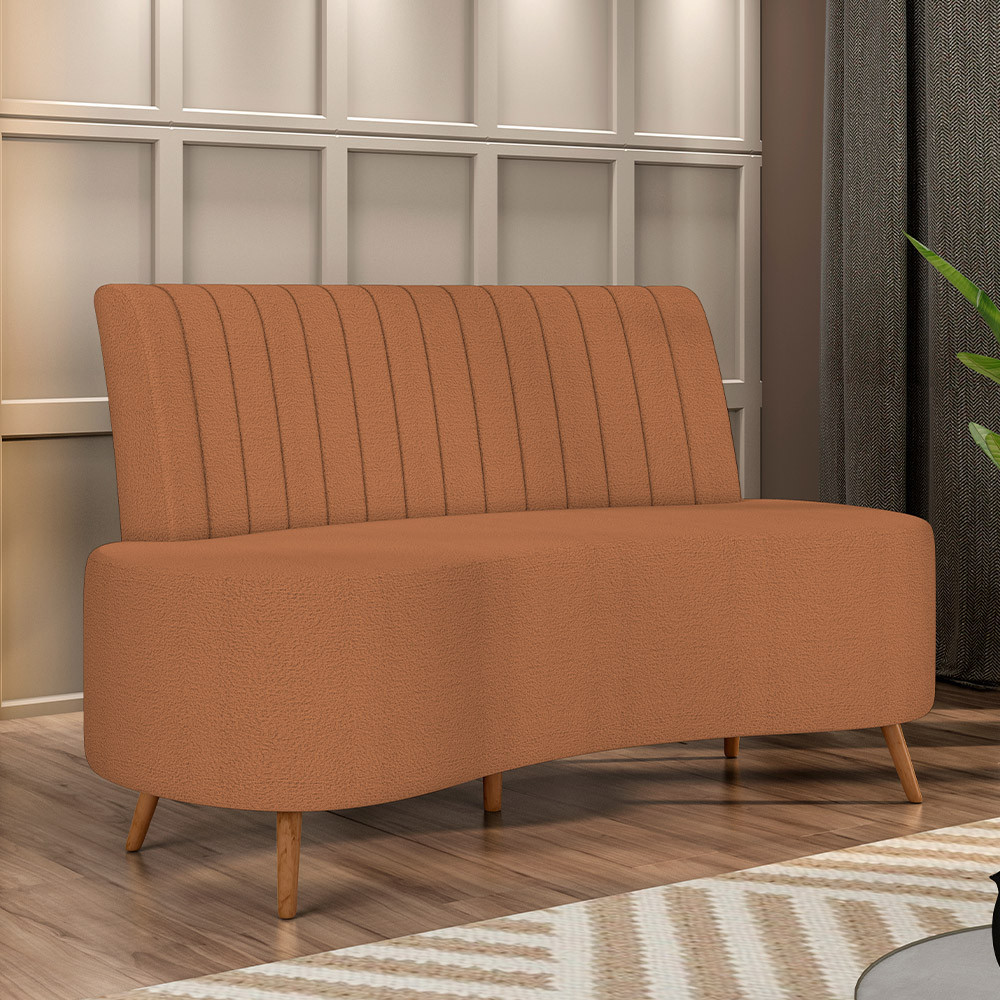 Sofá Chaise Living 2 Lugares 135cm Para Sala Cayman K01 Bouclê Terracota - Lyam Decor em Oferta na Shopee