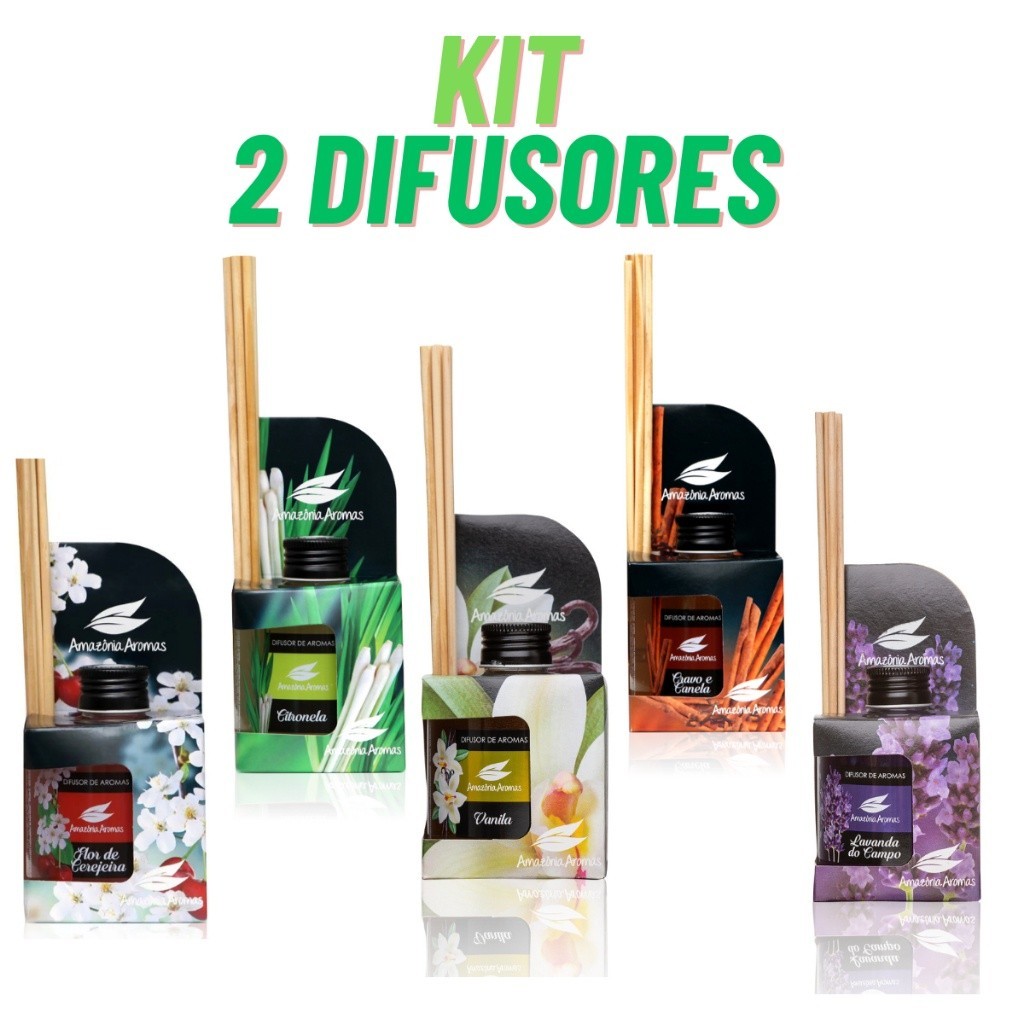 Imagem Kit 2 Difusores de Ambiente Amazônia Aromas 270ml c/ Bambu Natural