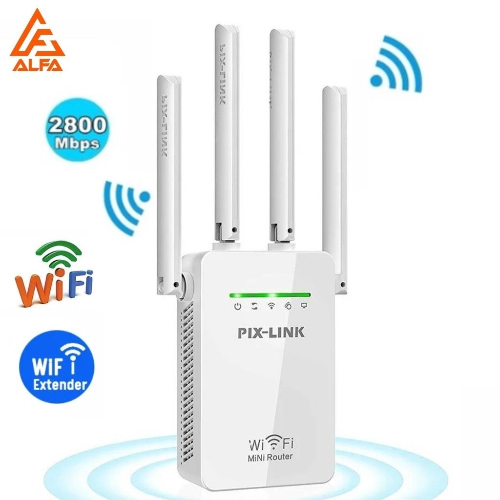 Kit 2 Repetidor e Roteador Wifi 4 Antenas Amplificador De Sinal 2800M Pix-link
