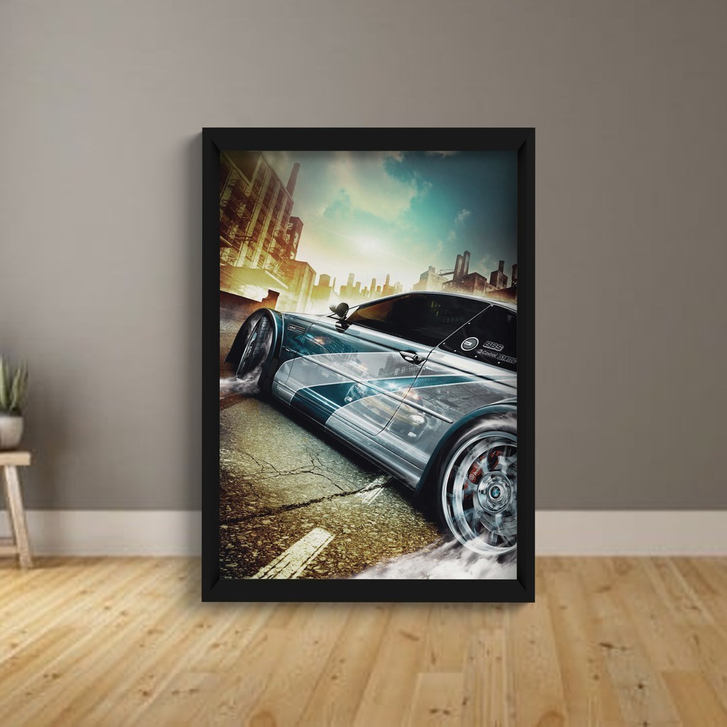 Quadro Decoração Jogo Need For Speed Most Wanted C/ Moldura