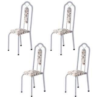 Kit 4 Cadeiras Tubular Bianca  Martelado Pérola/Arabesco em Oferta na Shopee