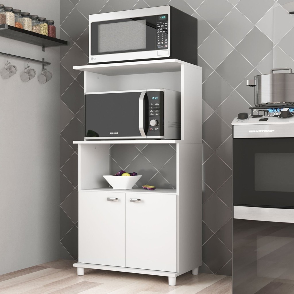 Balcao Forno/Micro Duas Portas Dallas Branco em Oferta na Shopee