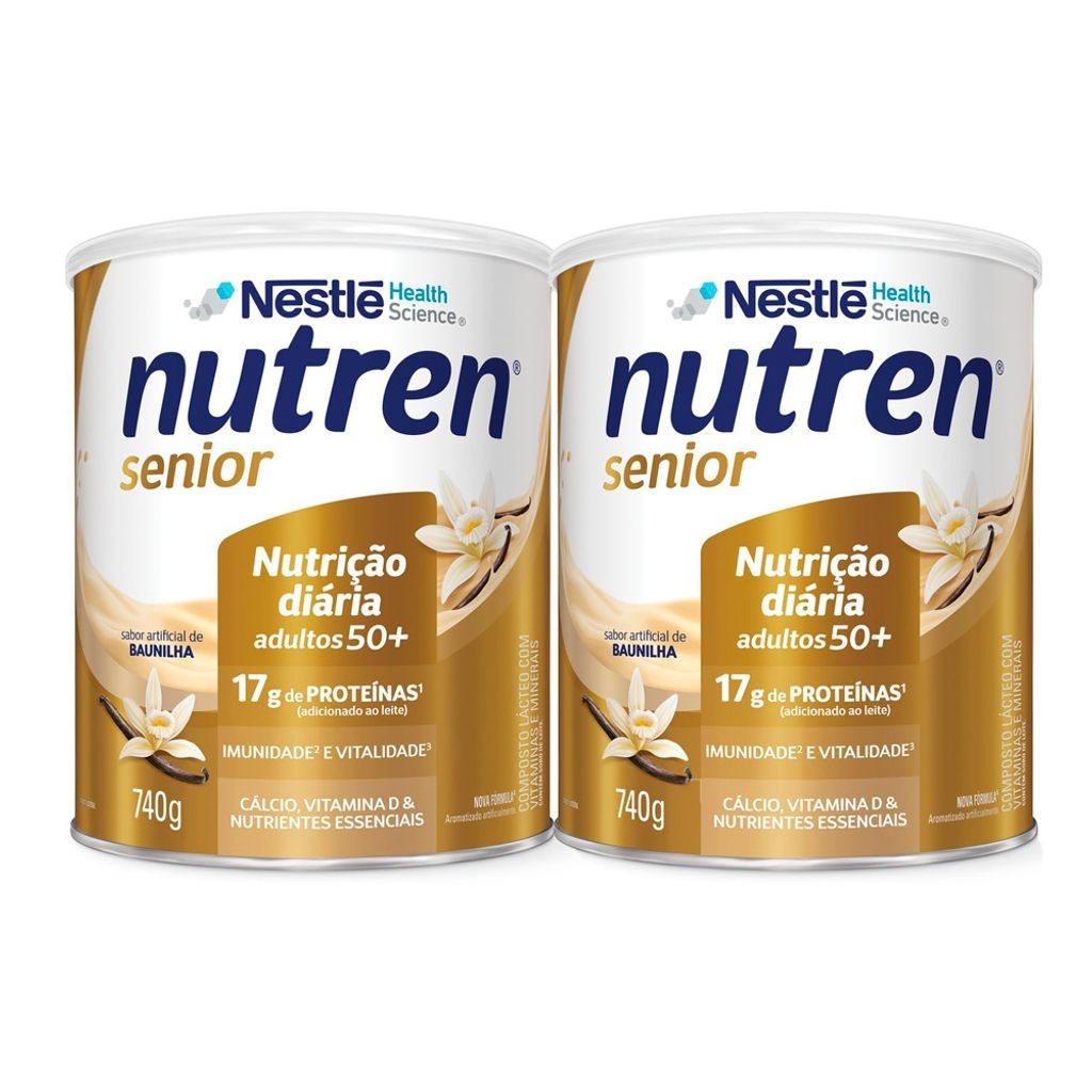 Kit 2 Nutren Senior Complemento Alimentar Baunilha 740g