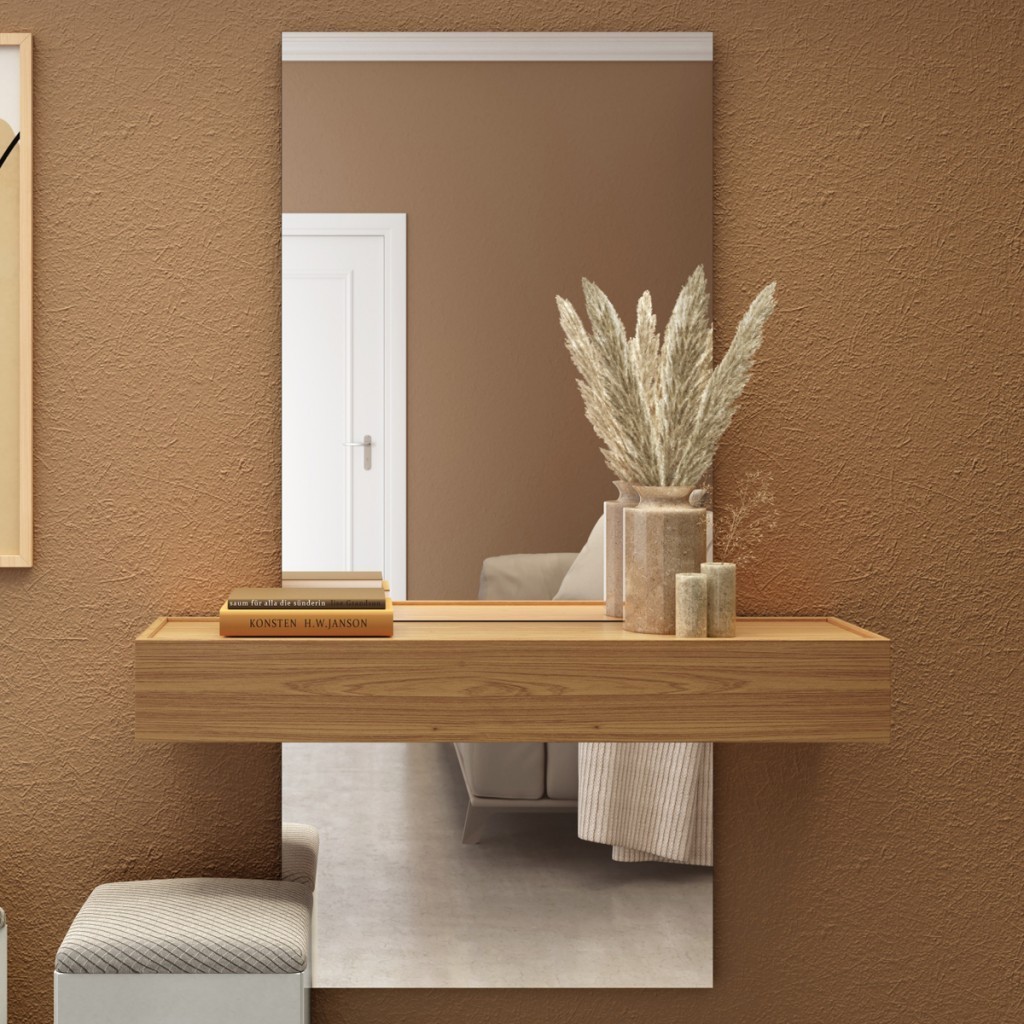 Aparador Versalhes 100% Mdf com Espelho 1 Gaveta Freijó/Off White - Panorama Móveis em Oferta na Shopee