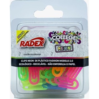 Clipe Colorido Plástico Neon 2 com 100 unidades - Radex em Oferta na Shopee