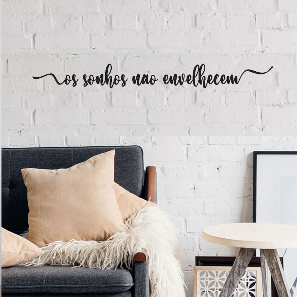 Frase de Parede Os Sonhos Não Envelhecem Lettering Letras Palavras Decorativo MDF 3MM Placa