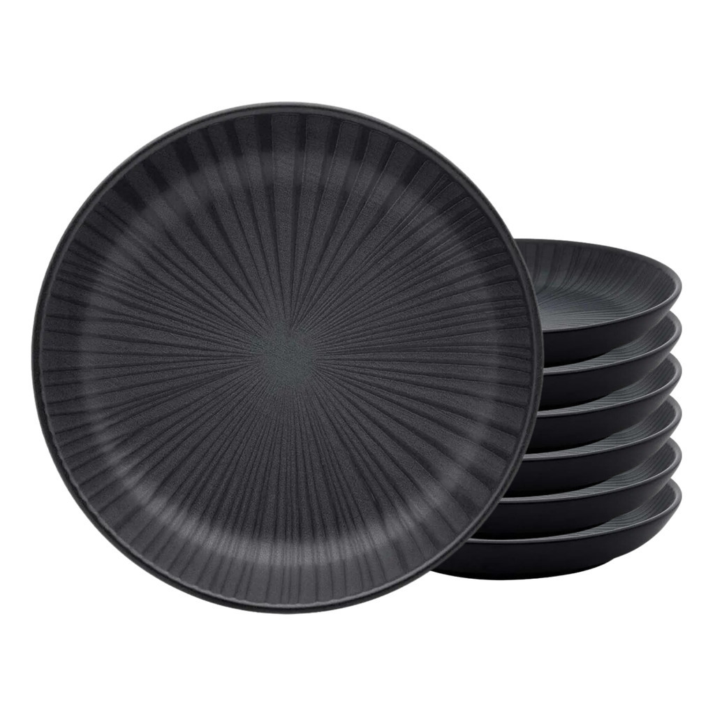 Jogo Kit 6 Pratos Fundo de Cerâmica 20,5cm Preto Oxford Flat Ônix em Oferta na Shopee